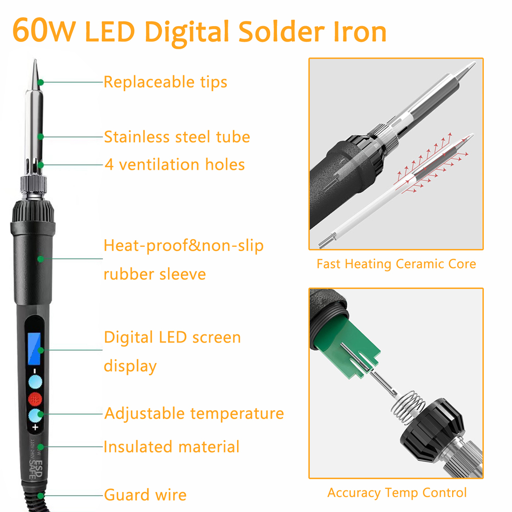 Нагревательная вставка, гайка, – обзор и цена Electronics Repair Kit With Soldering Iron